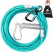 Line cable for large dogs dog runners cable for courtyard dog leash for courtyard 6 m hard-wearing dog leash with solid aviation aluminum clips durable dog leash with spring for 158.8 kg 50ft ice blue for 159 kg dogs