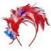 MWOOT Feather Headband 1920s Feathered Headpiece Red White Blue Roaring 20s Fascinators for Women Artificial Flower Feather Headwear Hair Accessory for Cocktail Carnival Prom Tea Party Decoration