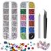 Rhinestones 2000 Pcs Crystal Nail Rhinestones Flatback Gems for Crafts Clothes Make Up 6 Sizes Nails Round Rinestone Gems Set for Craft Face Nail Art