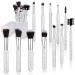 Nuogo 13 Pcs Rhinestone Makeup Brushes Set 12 Bling Crystal Professional Face Cosmetics Blending Liquid Foundation Powder Concealer Eye Shadows Make up Beauty Tool Glitter with 1 Holder