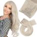Moresoo Hair Extensions Clip in 24 Inch Blonde Clip in Hair Extensions Real Human Hair Platinum Blonde Human Hair Clip in Extensions 7 Pieces/120g #60 60 cm #60