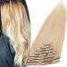 10 inch Real Hair Clip in Hair Extensions 100% Remy Human Hair Full Head Silky Straight Short Hair 8 Pieces 18 Clips Hair Extension(75g #24 Natural Blonde)