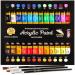 Acrylic Paint Set 24 Colors (0.41 oz  12 ml) Paint Kit For Artists & Beginners Craft Paints for Paper Canvas Rock Painting Wood Ceramic & Fabric Vibrant -Non-Toxic including 3 paint brushes
