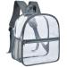 Paxiland Clear Backpack Stadium Approved 12126, Clear Backpack Heavy Duty with Wide Shoulder Straps, Clear Mini Backpack for Concert Sport Events Work Travel School Grey