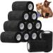 Anampion self-adhesive bandage 7.5cmx4.5m non-woven self-adhering bandage for humans and animals flexible elastic bandage for sports pets (black) 12 rolls black 7.5cm