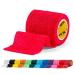 SPORTTAPE Self-Adhesive Football Sock Tape | 5cm x 4.5m - Red | Cohesive Bandage Sock Wrap Shin Pad Tape | Goalkeeper Wrist Tape & Football Ankle Tape | Pet & Vet Wrap for Dogs Horses - Single Roll Red 5x450 cm (Pack of 1)