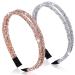 Wincredulous 2 Pieces Crystal Side Glitter Rhinestone Headbands Non-slip Crystal Rhinestone Headbands for Women Girl Shiny Imitation Diamond Crystal Hoop Headband for Wedding Birthday Daily Decor