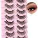 TNFVLONEINS Natural 01B Clear Band 16mm Wispy Mink Eyelashes 10 Pairs - Fluffy 5D Cat Eye Lashes for Natural Look - Pack of Fake Eyelashes - Buy Online on GoSupps.com