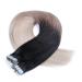 Buy #1B/Gray Ombre Tape-In Hair Extensions - 40cm 40 Bricks - 100% Remy Real Hair with Adhesive Tape - Novon Hair Extensions - Buy Online on GoSupps.com