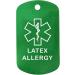 Latex Allergy Medical Alert ID Necklace - 154 Colors Green Tag & White Silencer - International Shipping Available - Buy Online on GoSupps.com
