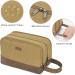 WANDF Travel Toiletry Bag for Men Hanging Dopp Kit Canvas Toiletry Organizer Water-Resistant Vegan Leather Shaving Bag for Toiletries Accessories (Khaki) Brown - Buy Online on GoSupps.com