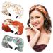 Beauty.H.C 3PCS Floral knotted Headband Chiffon Boho Headbands Twisted Wide Hairband Fashion Flower Headbands for Women and Girls Elastic & No Slip  One Size Floral Patterns