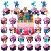 25 Pcs Cartoon Birthday Cake Toppers and Cupcake Toppers - Theme Party Decorations Supplies (zmj buou)