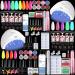 Morovan Poly Gel Nail Kit with Nail Drill and 48W LED Nail Lamp Nail Extension Gel and Gel Nail Polish Kit with Nail Primer for Beginners Full Poly Nail Gel Kit Nail Art Supplies Poly Nail Gel Kit Glow in the Dark