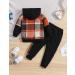 Qiraoxy Toddler Baby Boy Plaid Hoodie Sweatshirt Outfit Set 3-4 Years Brown - Buy Online on GoSupps.com