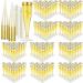 CHENGU 150 Pcs Plastic Champagne Flutes Cups 5oz Glitter Powder Disposable Champagne Glasses Wedding Wine Glasses Mimosa Bar Supplies Party Toasting Glasses Champagne Shot Glasses (Gold Glitter)