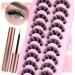 Fluffy 16MM Cluster Lashes Kit with Glue | Thick Volume Faux Mink | Natural Wispy Look | 10 Pairs False Eyelashes - Buy Online on GoSupps.com