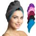 Haarurban set microfiber - 2 pieces suction -strong and quick -drying - special turban towel as well as hair towel (dark gray -blue) 2 pieces 05 - dark gray with blue seam