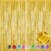 2Pcs Gold Foil Fringe Curtain - HADEEONG 3.28ft x 6.56ft Metallic Tinsel Backdrop Party Streamers Door Curtains Photo Backdrop for Wedding Birthday Bridal Shower Baby Shower Party Decorations