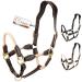 Esposita Seilhafter Ranch Halfter for Horses made of leather and rope with stainless brass fittings also ideal halter for riding than bite -free brown or hiking strap brown size.Pony pony brown