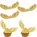 Rsstarxi 36 Pack Golden Wings Chocolate Decoration Wizard Party Chocolate Decoration Hollowed Wings Wafer Cupcake Toppers for Baby Shower Birthday Paty Cake Decorations Design 1