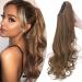 Ponytail extension ponytail braid with a clip hair part hair extension hair pace hair heat resistant (smooth+wavy) like real hair 18 "(45cm) white brown 45 cm white brown