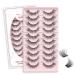 Lash Clusters 10 Pairs Cat Eye Lashes Russian Fluffy Lashes that Look Like Extensions Wispy Eyelash Clusters Volume DIY Lash Extension Soft and Easy to Wear (10 Pairs Charm)