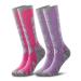 Ski Socks Women Men,Thermal Skiing & Snowboard Socks, Cold Weather, Winter Performance Socks 2-Pack Hot Pink-purple Medium-X-Large