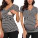 Love2Mi Maternity Nursing Shirt Short Sleeve V-Neck Breastfeeding T-Shirt Pregnancy S Dark White Stripe