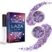 Laza Body Glitter 2 Jars Irididy Sequins with glitter glue perfect for women Eyeshadow makeup Face Paint Festival Rave Outfits Hair Accessories Carnival Party Costumes - Colorful Purple