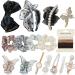 30 Pcs Hair Accessories for Women Girls  Scrunchies and Hair Clips Set  Butterfly Hair Clips  Silk Scrunchies  Elastic Hair Ties  Large Claw Clips  Big Bow Hair Barrettes  Hair Styling Accessories Hair Bands for Women's ...