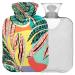 NAANLE hot hot water bottle with cover cartoon tropical leaves Transparent hot water bottle heat bottle for back pain relief handfoot warmer neck warmth and cold therapy 2l