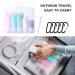 Silicone Travel Bottles Set - Leak-Proof 5-Piece Toiletries Kit with Carabiner & Cleaning Brush - Reusable Portable Containers for Shampoo & Shower Gel - Buy Online on GoSupps.com