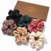 (6 pieces) Lolalet hair tie for women hair tie soft elastic cloth fabric large for women women girls 6 colors -black dark green red brown champagne beige