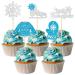 Gyufise 30Pcs Little Snowflake Cupcake Toppers Glitter Skate Shoe Gloves Sweater Cake Topper Decorations for Snowflake Theme Winter Wonderland Baby Shower Birthday Party Supplies Blue Little Snowflake Blue