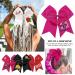 4pcs Large Cheer Hair Bows Ties - 8 Inch Grosgrain Ribbon Elastic Bands - Perfect for School, College, Sports, Cheerleading - Black/White/Red/Pink - Buy Online on GoSupps.com