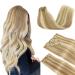 Doores clip in extensions real hair dirty blonde highlights bleached blonde 40cm 16 inch 9 pieces 150g remy clip in hair extension natural real hair extensions straight thick hair 40cm-15/613 dirty blonde highlight bleaching blonde