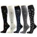 Dr. Motion 5 Pairs Therapeutic Graduated 8-15mmHg Compression Socks Women Knee Highs