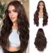 Kalyss 26 "edge synthetic tip front curly wigs long brown body wave -shaped wigs for women center separate heat -resistant tip frontal wig