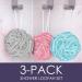 Olivia Rose Exfoliating Loofah Shower Puff 3-Pack - Teal, Grey, Pink - Buy Online on GoSupps.com