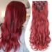 Curly Wavy Clip In Hair Extension Synthetic Matte Material 8 Pieces Clip In Hairpieces Fibre Set 24 Inch/60cm 140g Dark Red 24 Inch Dark Red