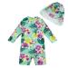 upandfast Baby Girls Swimsuit Baby Swimming Costume UV Baby Girls' Swimwear with Snap Bottom UPF 50+ Sun Protection 6-9 Months Green Flower