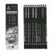 Charcoal Pencil Set - 12pcs/pk - Black Free Cutting Paper Handle Charcoal Pencil C7350 (Medium)