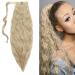 Long Ponytail Hair Extensions for Women 20-26 inches Curly Wrap Around Ponytail Corn Wave Ponytail Magic Paste Hairpiece 20 Inches - Ash Blonde mix Bleach Blonde Ash Blonde mix Bleach Blonde 20 Inch