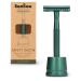 Bambaw Sea Green Double Edge Safety Razor with Stand for Men | Reusable Metal Razor Eco Friendly DE Razor | Safety Razors Fit All Double Edge Razor | Men's Safety Shaving Razors |One Blade Metal Razor