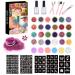 AIDUCHO 30 Colors Temporary Glitter Tattoo Kit Waterproof Body Glitter Tattoos Perfect Gifts for Kids Boys Girls Festival Party - 24 Fine Glitter 6 Glow Powder 105 Unique Stencils 5 Brushes 2 Glue 30 Colors(24 Fine 6 Glo...