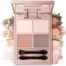 4 Colors Nude Eyeshadow Palette Matte Glitter Neutral Coffee Beige and Peach Pink Naked Eye Shadow Travel Friendly 2 built-in brush High Pigment Powder Blendable Eye Pallet #Champagne Brown