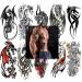 10 Sheets Large Dragon Temporary Tattoo Stickers for Men Women Adults Fake Sleeve Tattoos Large Tribal Totem Dragons Fake Tattoo Black Realistic Animals Teens Body Art Tattoo