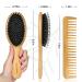 Shineworth Boar Bristle Hair Brush Set with Natural Bamboo Paddle and Wide Tooth Comb for Frizz Reduction and Detangling - Men and Women, Ideal for Thick, Curly, and Long Hair - Buy Online on GoSupps.com
