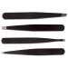 Precision Tweezers Kit - 4-Piece Professional Set for Eyebrow Grooming and Hair Removal with Case & Mirror - Slant, Pointed, Curved, and Flat Tips - Black - Buy Online on GoSupps.com